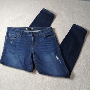 Kut From The Kloth Womens Catherine Boyfriend Jeans 4 Blue Dark Wash Distressed